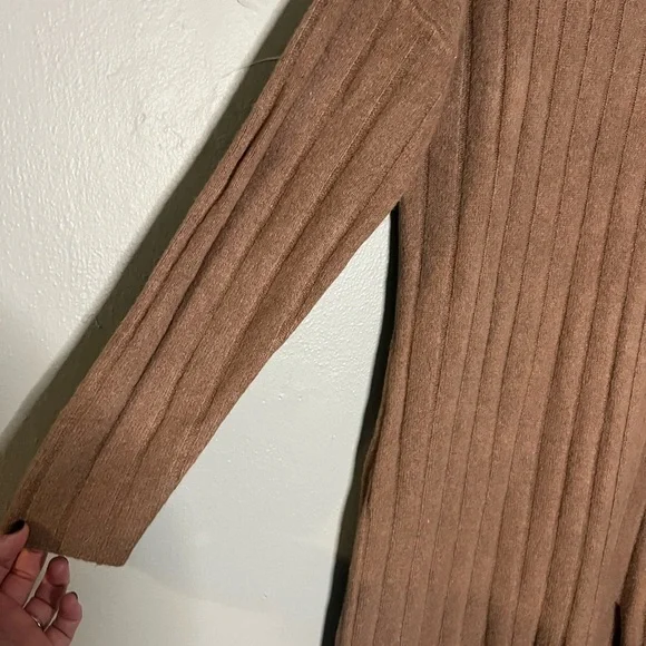 Abercrombie & Fitch brown ribbed mock neck sweater midi dress - Picture 7 of 9